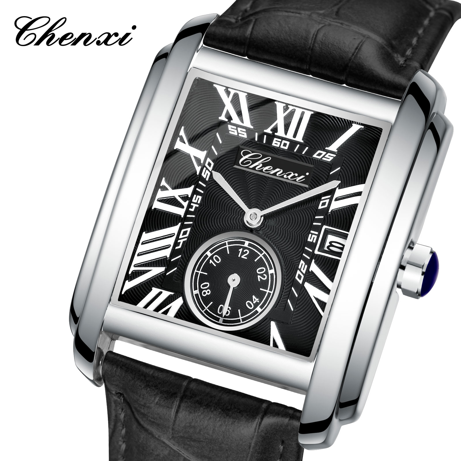 Leather Watch Band Men - Chenxi 8216 新ファッションボーイクラシック長方形レザーストラップ腕時計メンズ高級ブランド腕時計クォーツ時計 Montre ファム