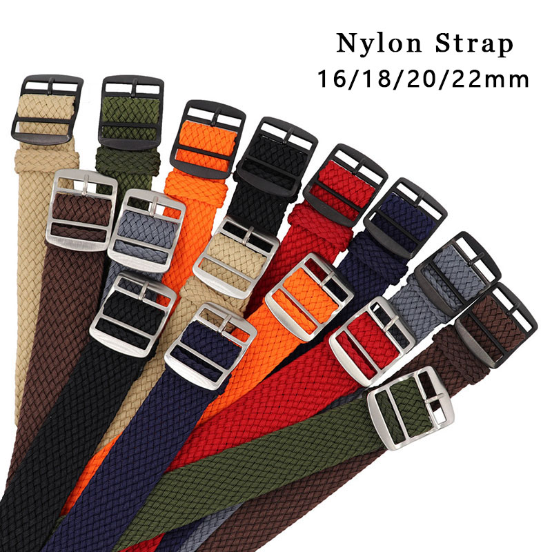 Perlon Strap Woven - ナイロンストラップ織ペルロンバンド交換時計バンドのための時計バンド高品質黒シルバーバックル16ミリメートル18ミリメートル20ミリメートル22ミリメートル