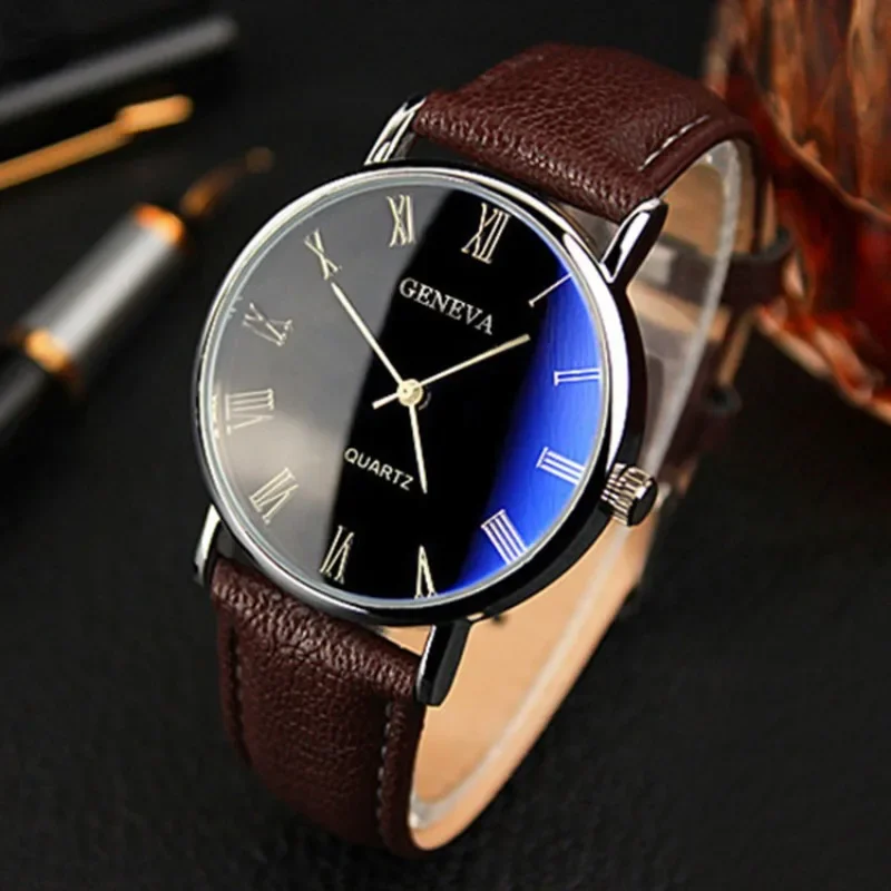 Leather Watch Band Men - 有名なブランドの男性クォーツ時計ビジネスカジュアルファッション学生トレンドレザーストラップ腕時計高級ギフト時計ドロップシッピング