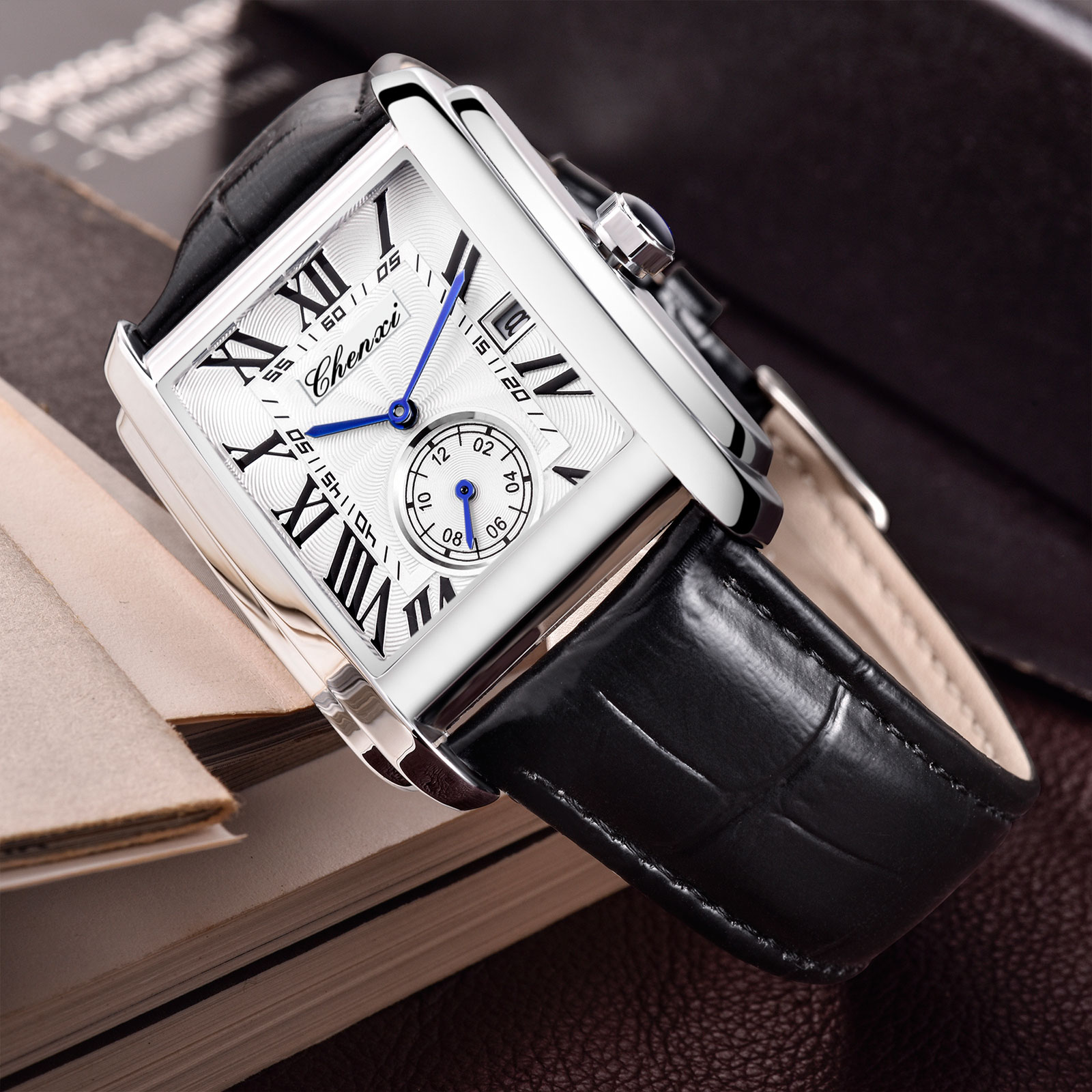 Chenxi 8216 新ファッションボーイクラシック長方形 - Leather Watch Band Men のレビューと価格