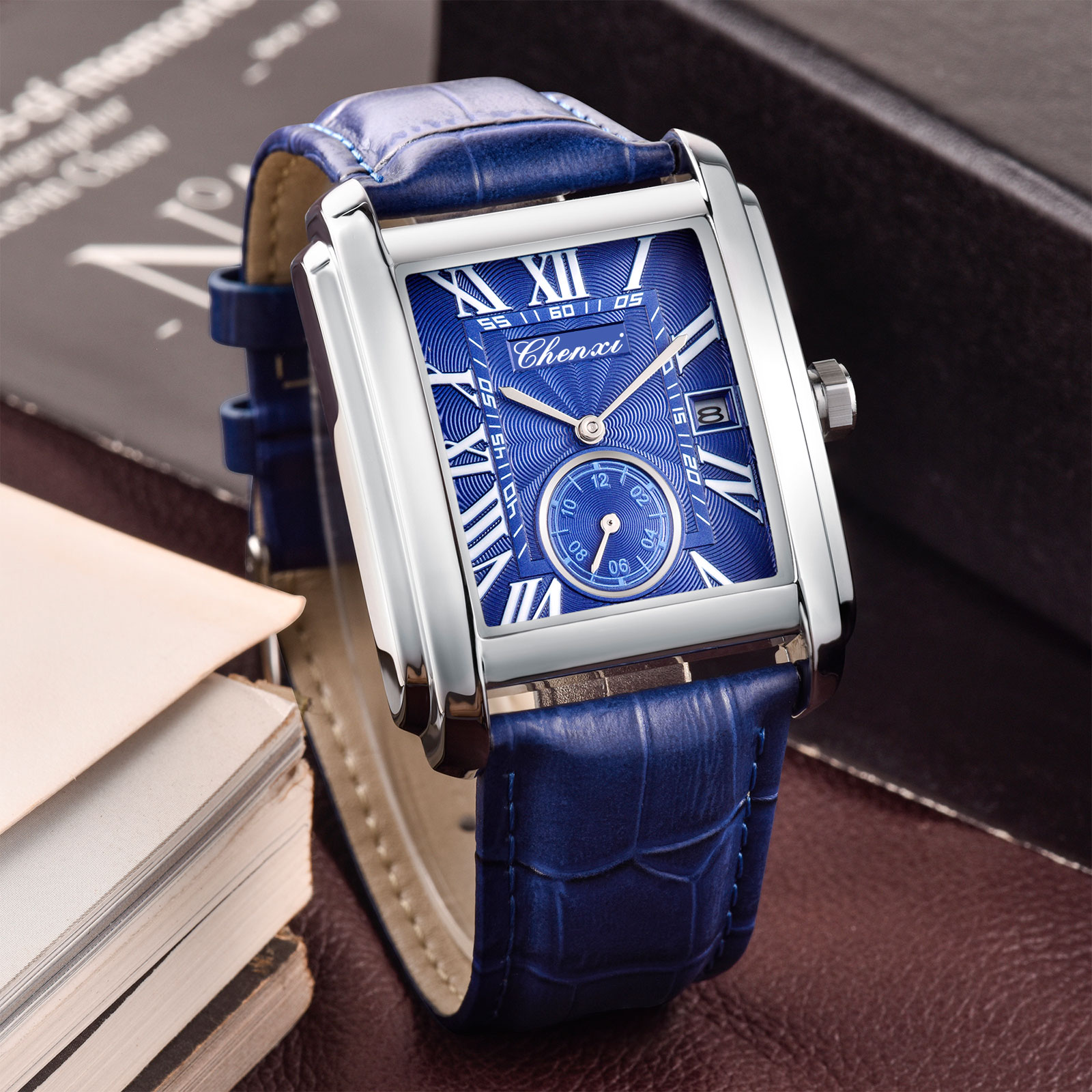 Chenxi 8216 新ファッションボーイクラシック長方形 - Leather Watch Band Men のレビューと価格