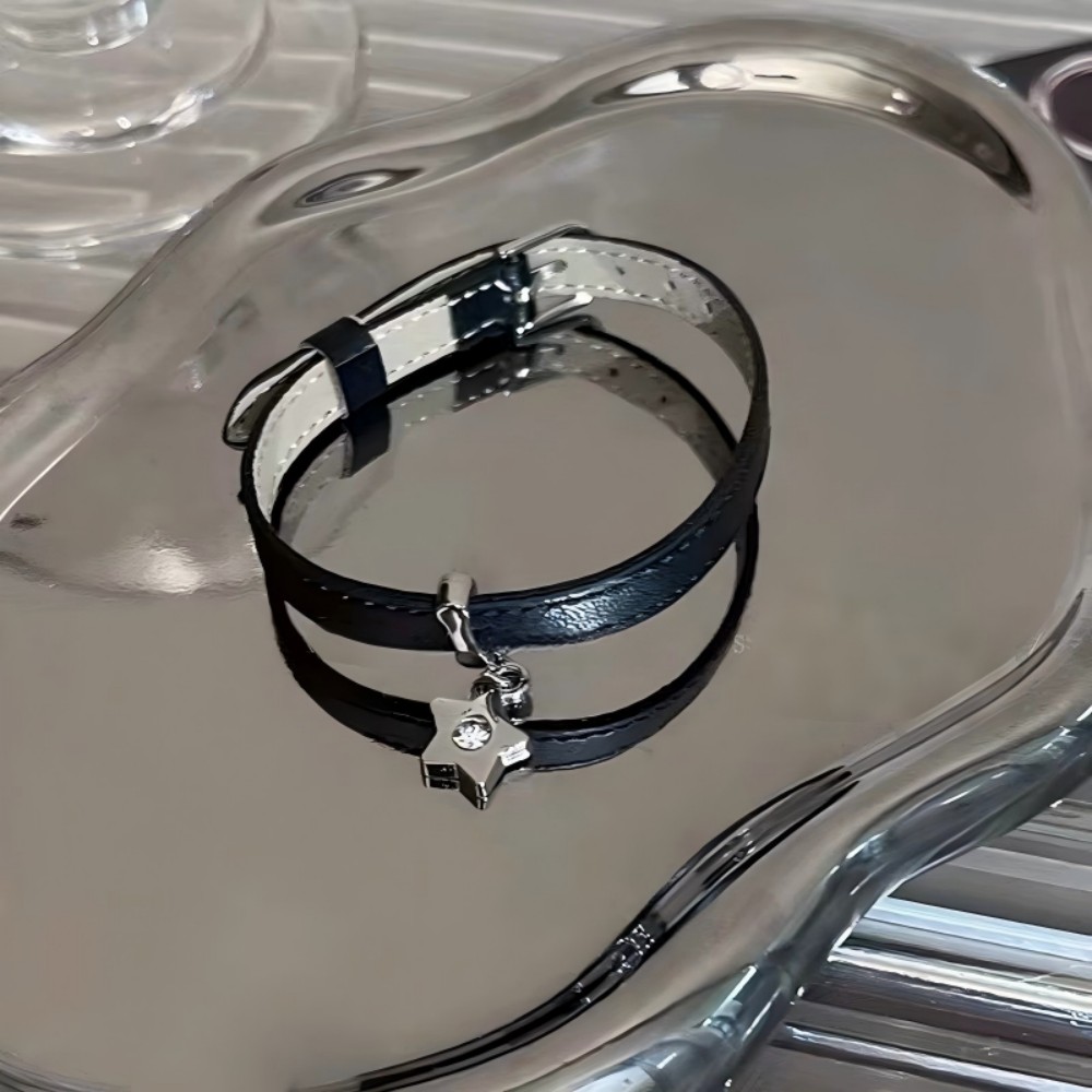 スターチャームブレスレット、メッシュメタル＆レザーストラップ - Mesh Strap Metal のレビューと価格
