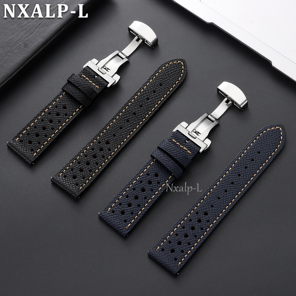 バタフライバックル牛革製腕時計ストラップ 18mm 19mm - Leather Watch Band Men のレビューと価格