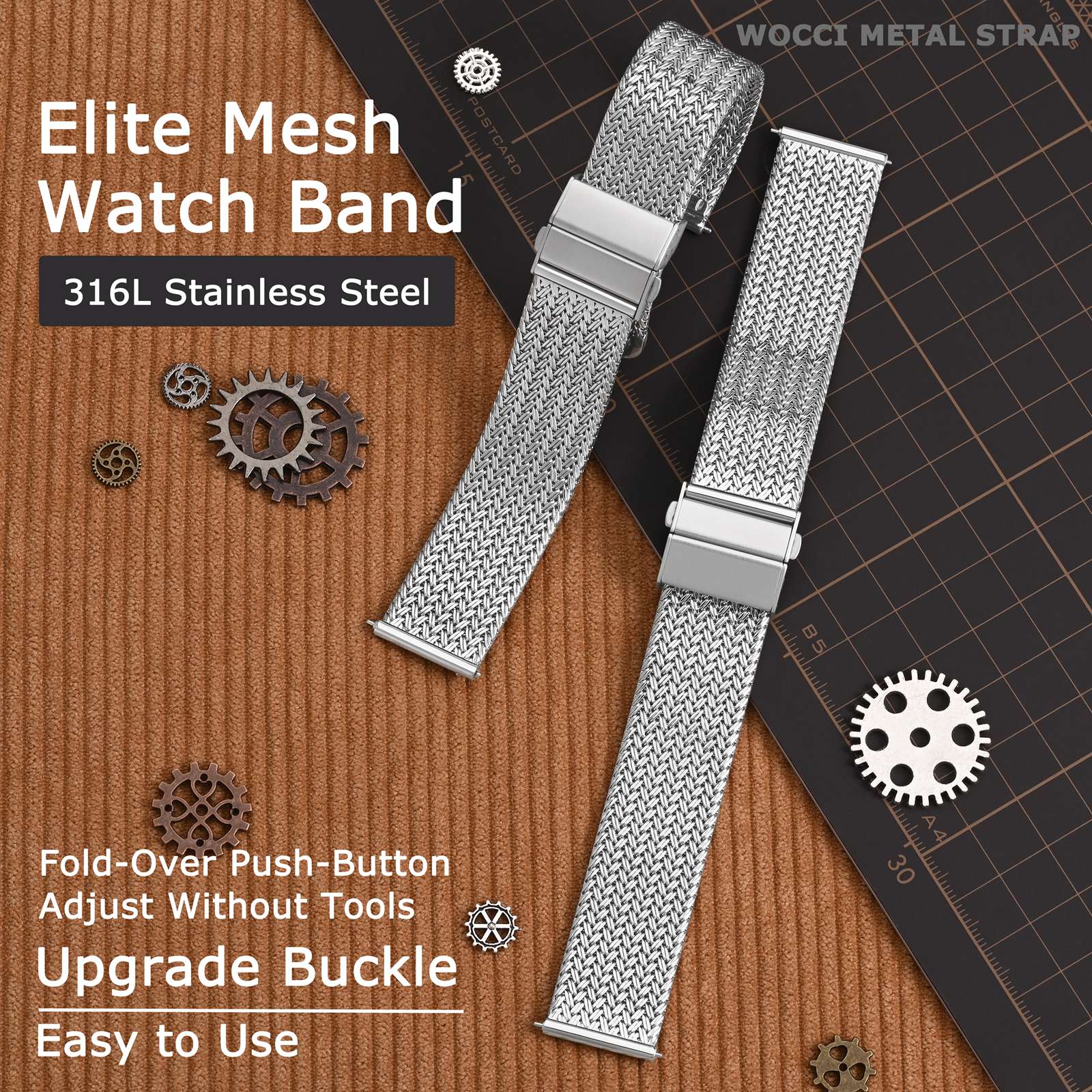 WOCCI エリートメタル時計バンド、メッシュ織り、メッシュ - Nato Strap Nylon のレビューと価格