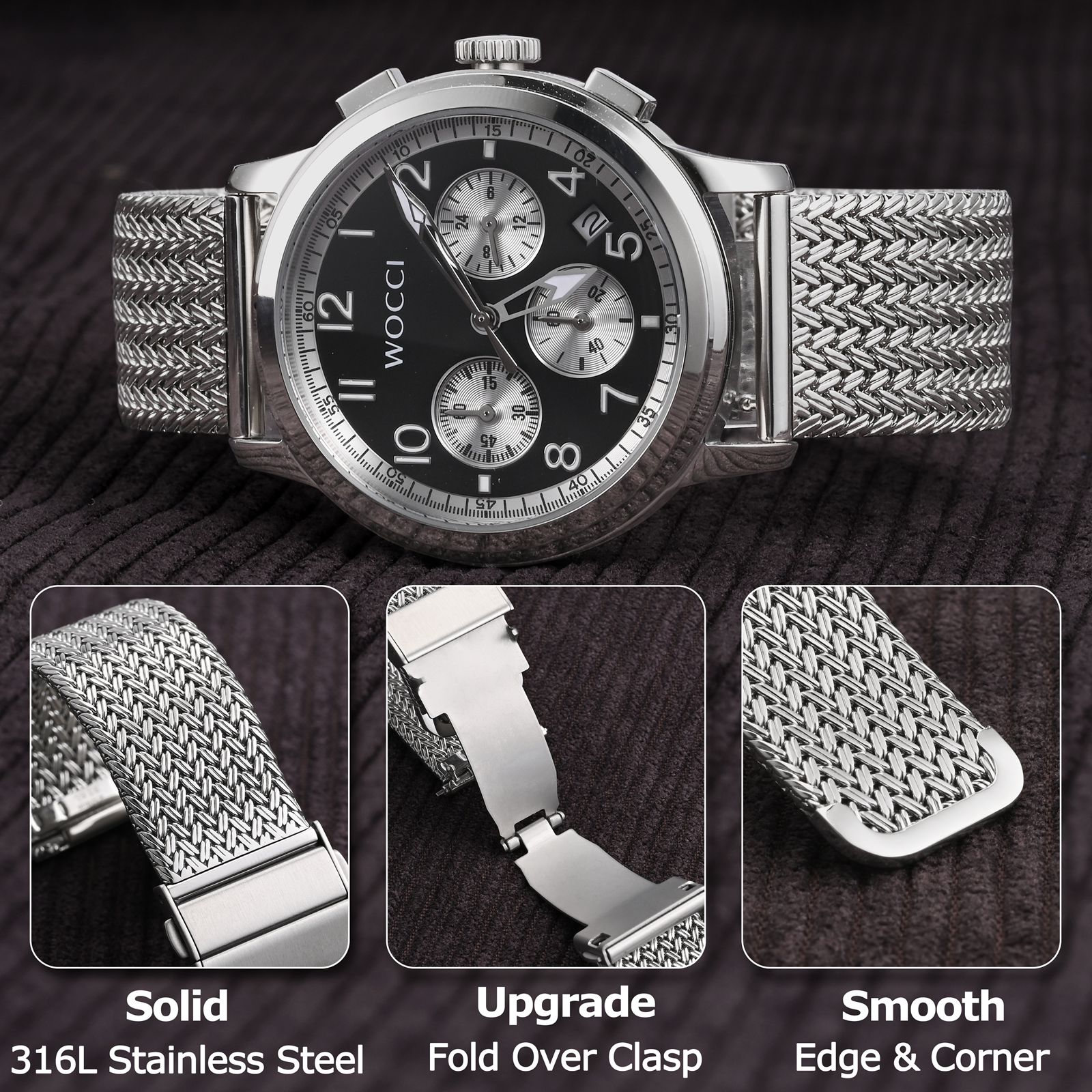 WOCCI エリートメタル時計バンド、メッシュ織り、メッシュ - Nato Strap Nylon のレビューと価格