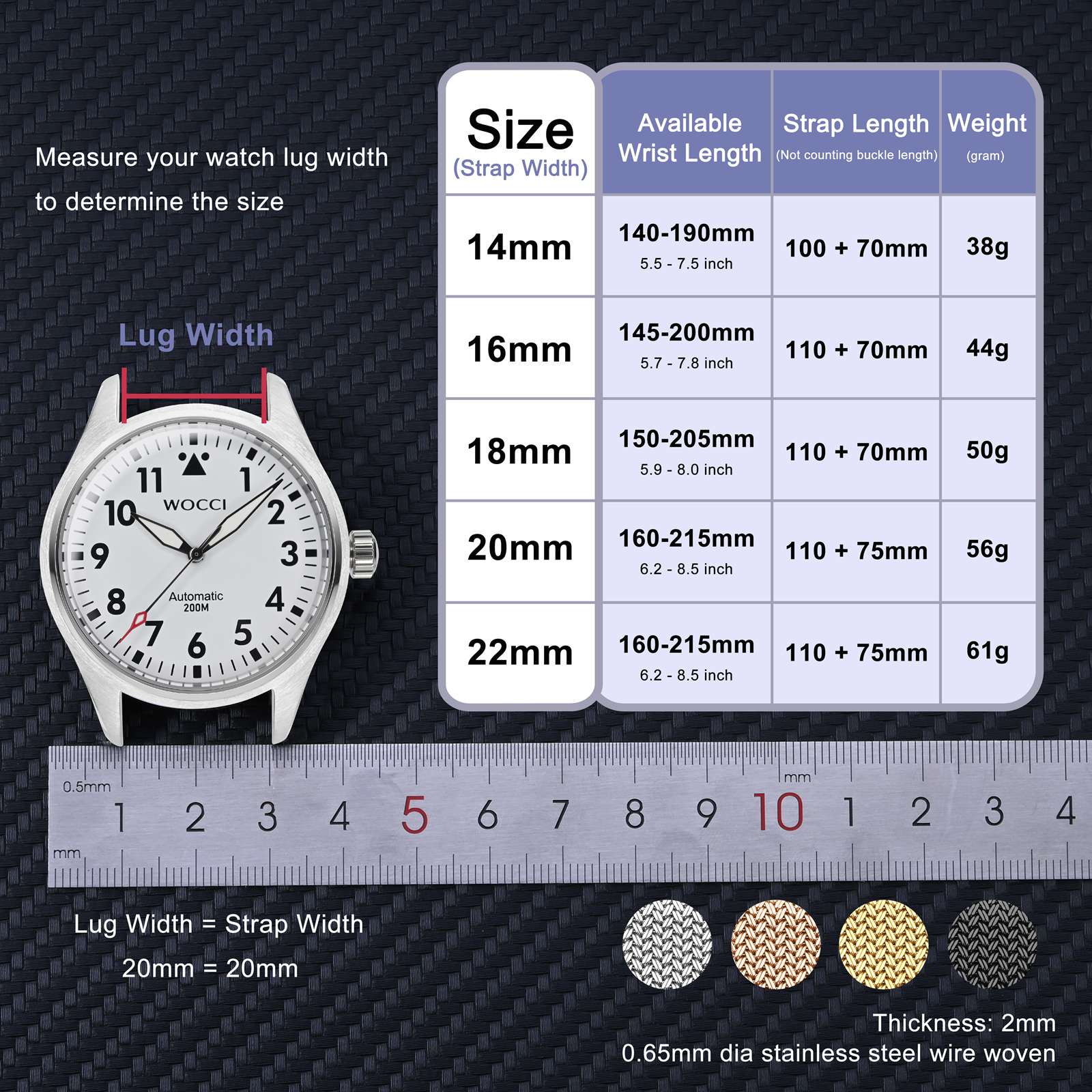 WOCCI エリートメタル時計バンド、メッシュ織り、メッシュ - Nato Strap Nylon のレビューと価格
