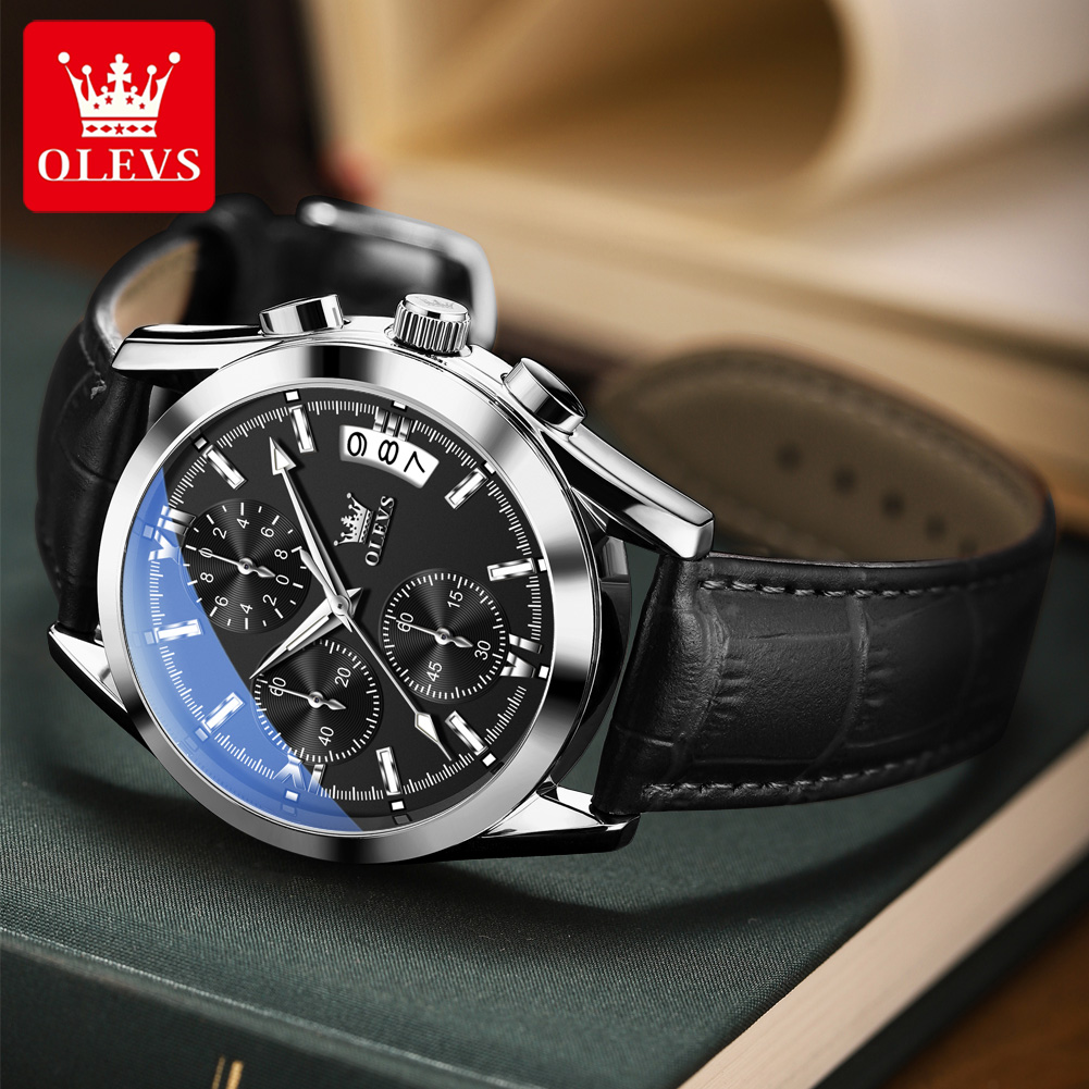 OLEVS トップブランドの高級メンズ腕時計レザーストラップ - Leather Watch Band Men のレビューと価格