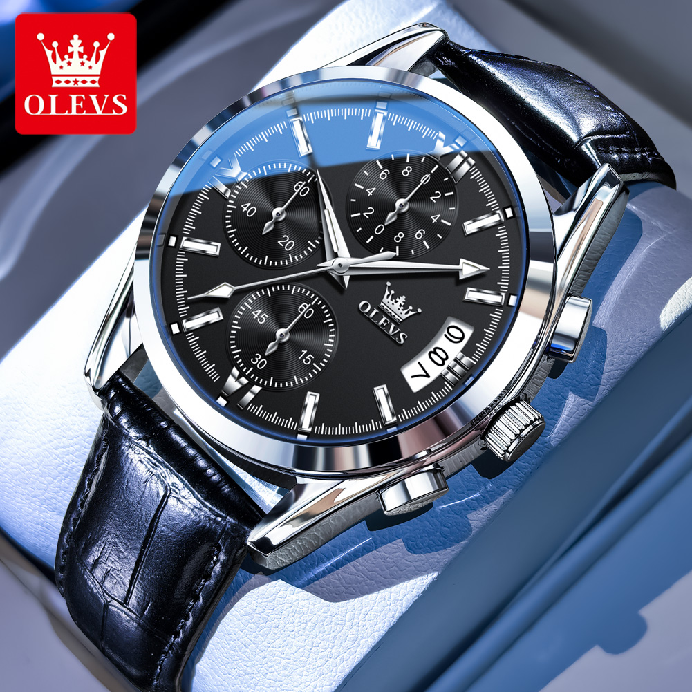 OLEVS トップブランドの高級メンズ腕時計レザーストラップ - Leather Watch Band Men のレビューと価格