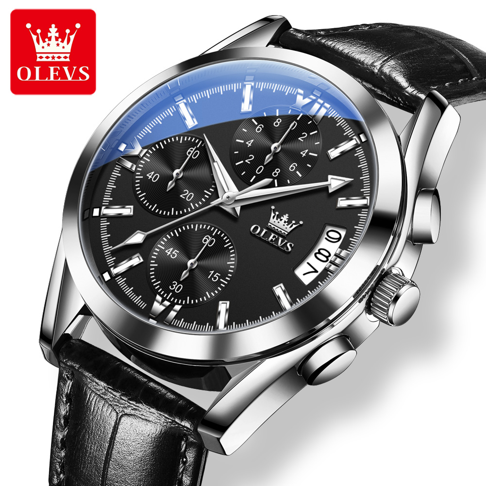 OLEVS トップブランドの高級メンズ腕時計レザーストラップ - Leather Watch Band Men のレビューと価格